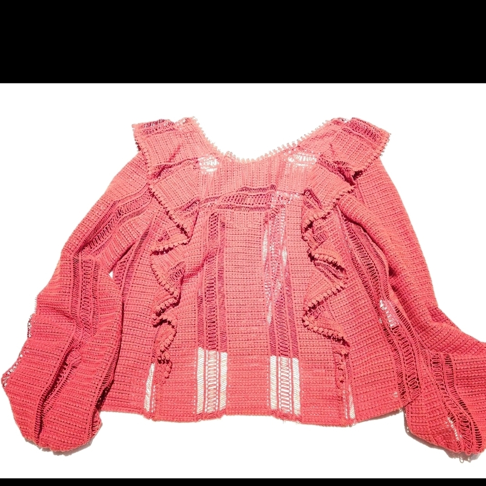Sezane Red Crochet Ruffle Top - Picture 9 of 9